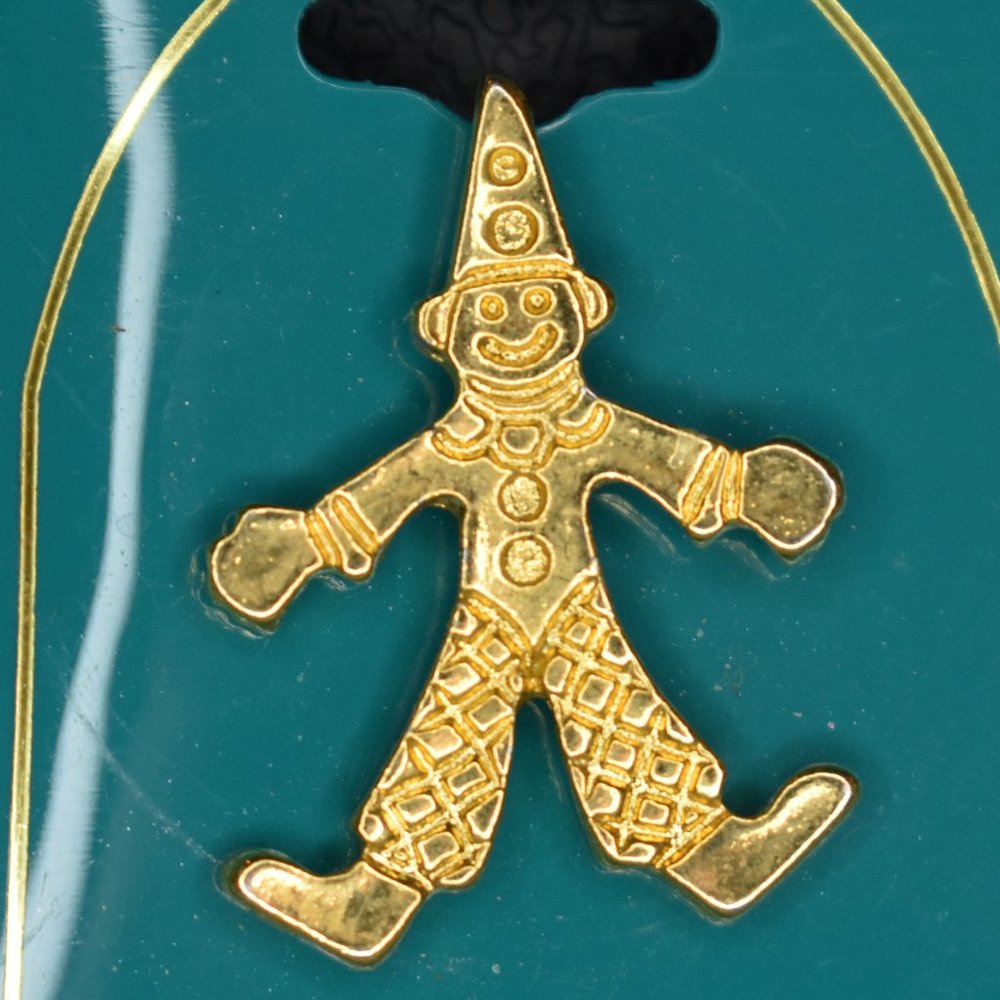 🔥 3/$15 NWT Vintage Roman Inc. Gold Clown Lapel Pin